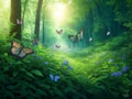 Idyllic Daylight Forest Landscape, Ai Generative Royalty Free Stock Photo