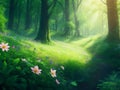 Idyllic Daylight Forest Landscape, Ai Generative Royalty Free Stock Photo