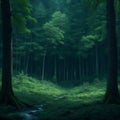 Idyllic Daylight Forest Landscape, Ai Generative Royalty Free Stock Photo