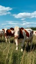 Idyllic farm life Cows bask in sunny summer pasture