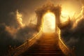 Idyllic golden gateway to paradise with stairway to heaven