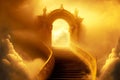 Idyllic golden gateway to paradise with stairway to heaven