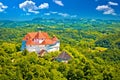 Idyllic green landscape of Zagorje region with Veliki Tabor cast