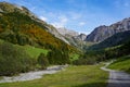 Idyllic green valley in front of klausenpass