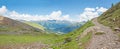 Idyllic hiking path from Gotschna to Parsenn area, with stunning alps views, switzerland