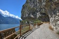 Idyllic hiking trail above lake Gardasee, tourist attraction near Riva
