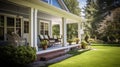 Idyllic Home With Covered Porch. home or house building Exterior and interior. AI Generative Royalty Free Stock Photo