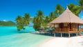 An idyllic island getaway with a pristine white sand beach, a colorful coral reef, Royalty Free Stock Photo