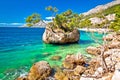 Idyllic islet on Punta Rata beach in Brela Royalty Free Stock Photo