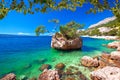 Idyllic islet on Punta Rata beach in Brela Royalty Free Stock Photo