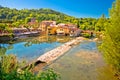 Idyllic Italian village of Borghetto on Mincio river view