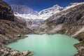 Llaca lake in Cordillera Blanca with snowcapped Andes, Ancash, Peru