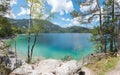 Idyllic lake Eibsee, spring landscape upper bavaria Royalty Free Stock Photo