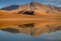 Idyllic Lake Lejia reflection and volcanic landscape in Atacama desert, Chile Royalty Free Stock Photo