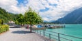 idyllic lakeside promenade Brienzersee, switzerland. tourist destination bernese oberland