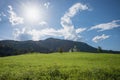 Idyllic landscape near achenkirch, bright sunny day