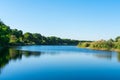 Idyllic landscape with a clear lake. Severodonetsk. Lake Kleshnya. Royalty Free Stock Photo