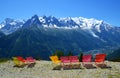 Idyllic landscape with Mont Blanc mountain range in sunny day. France. Royalty Free Stock Photo