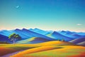 Idyllic landscape with mountain. Generative Ai