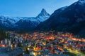 Idyllic landscape of Mountain Matterhorn in Zermatt, Switzerland at dusk Royalty Free Stock Photo