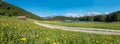 Idyllic landscape panorama round lake geroldsee in spring