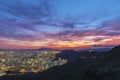 Idyllic landscape of sunset over downtown