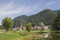 Lake Buse and village Brusago Royalty Free Stock Photo