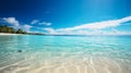 Idyllic Maldives Paradise: Sandy Beach, White Sand, Turquoise Ocean, Sunny Day, Blue Sky, and Island in Perfect Panoramic Royalty Free Stock Photo