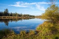 Idyllic moor lake Mooshamer Weiher, autumn landscape