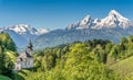Idyllic mountain landscape in the Bavarian Alps, Berchtesgadener Land, Germany Royalty Free Stock Photo