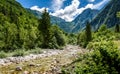 Idyllic mountain river in Lepena valley, Soca - Bovec Slovenia. Royalty Free Stock Photo