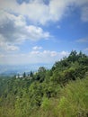 Idyllic nature landscape with rolling green hills mountain