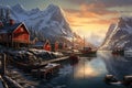 Idyllic Nordic village view. Generate Ai Royalty Free Stock Photo