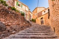 Street staircase in the beautiful village Fornalutx on Majorca island, Spain Royalty Free Stock Photo