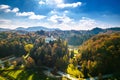 Idyllic old town of Trakoscan in Zagorje region aerial view in autumn colors Royalty Free Stock Photo