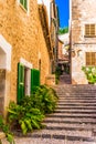 Idyllic old village Fornalutx on Majorca island, Spain Royalty Free Stock Photo