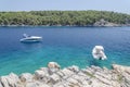 Idyllic Osibova bay with rocky beach nearby Milna on the west coast of Brac island, Croatia