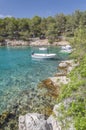 Idyllic Osibova bay with rocky beach nearby Milna on the west coast of Brac island, Croatia
