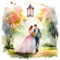 Idyllic Outdoor Wedding in a Picturesque Meadow Royalty Free Stock Photo