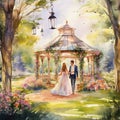 Idyllic Outdoor Wedding in a Picturesque Meadow Royalty Free Stock Photo