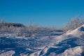 Idyllic panoramic view of a beautiful white winter wonderland scenery in Scandinavia, Swedish Lapland. Royalty Free Stock Photo