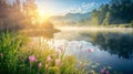 Idyllic panoramic view of scenic mountain landscape Royalty Free Stock Photo