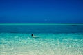 Idyllic paradise island landscape. Exotic tropical beach. Summer vacation, luxury holiday resort, tourism concept. Travel Maldives Royalty Free Stock Photo