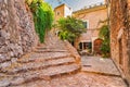 Idyllic patio front yard in mediterranean village Royalty Free Stock Photo