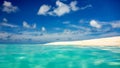 Idyllic perfect tropical white sandy beach and turquoise clear ocean water, Maldives. Royalty Free Stock Photo