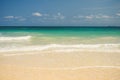 Idyllic perfect tropical white sandy beach and turquoise clear ocean water Royalty Free Stock Photo