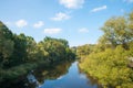 Idyllic river landscape Schwarzer Regen, lower bavaria, with green trees