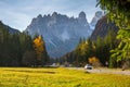 Idyllic road through the Dolomites mountains, Italy Royalty Free Stock Photo