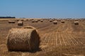 Idyllic rural landscape with hay rolls Royalty Free Stock Photo