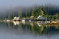 Idyllic scene of a misty morning in Winter Harbor, Vancouver Island, BC, Canada